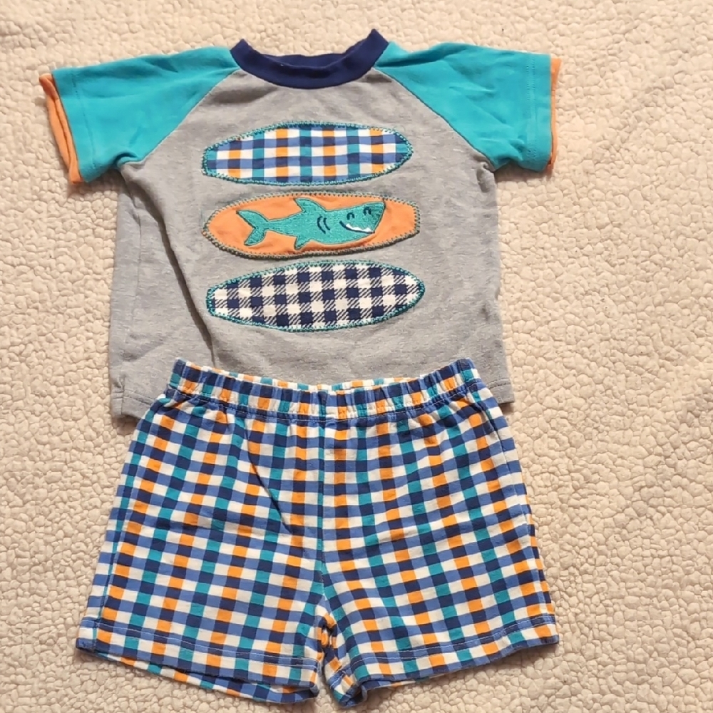 Kids Shark Print Matching Set - Blue and Orange